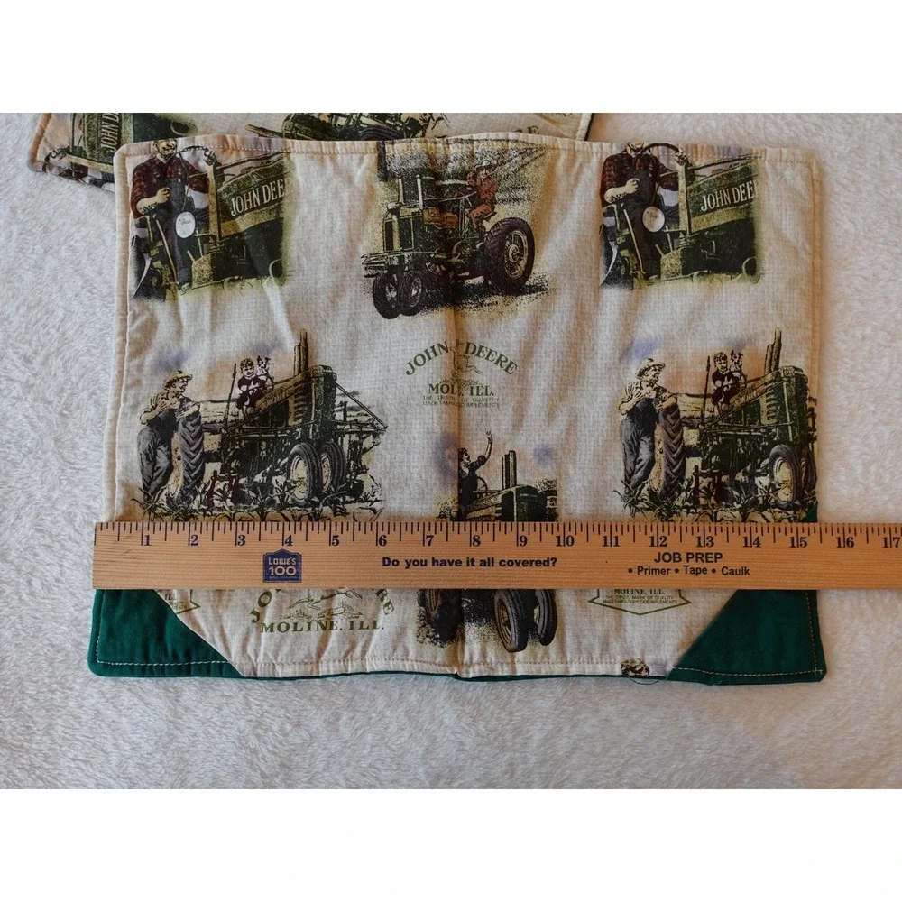 John Deere Set of 6 Placemats Americana Moline, IL‎ Tractor Green Handmade Vtg
